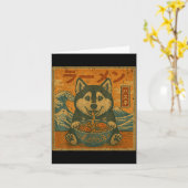 Grappige Kawaii Ramen Husky Japanse Noedels Husky  Kaart (Gele Bloem)