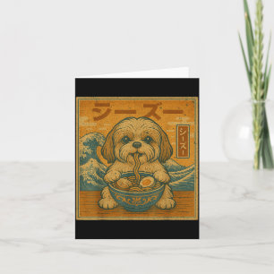 Grappige Kawaii Ramen Japanse Noedels Shih Tzu Eet Kaart
