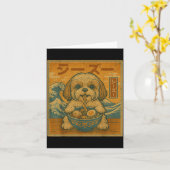 Grappige Kawaii Ramen Japanse Noedels Shih Tzu Eet Kaart (Gele Bloem)