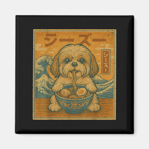 Grappige Kawaii Ramen Japanse Noedels Shih Tzu Eet Magneet