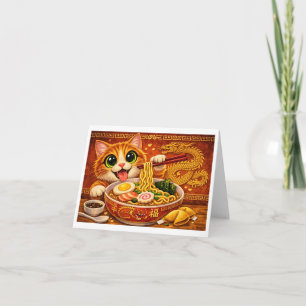 Grappige Kawaii Ramen Noodle Kat Kunst             Bedankkaart