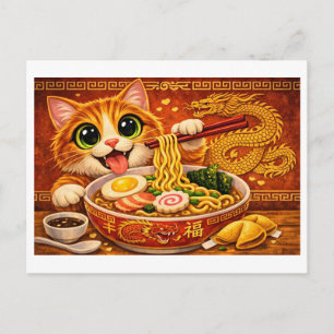 Grappige Kawaii Ramen Noodle Kat Kunst             Briefkaart