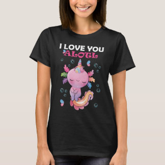 Grappige kawaii roze axolotl valentijn t-shirt