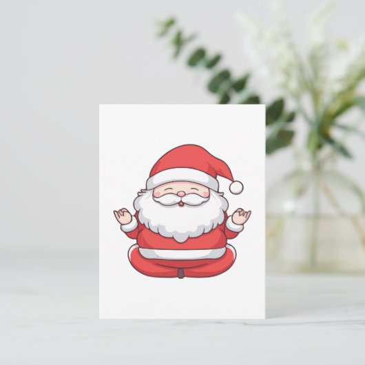 Grappige Kawaii Santa Yoga Meditatie Informatiekaartje (Staand voorkant)