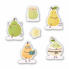 Grappige kawaii-stijl set sticker