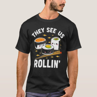 Grappige Kawaii Sushi Roll Food Lover Humor voor S T-shirt