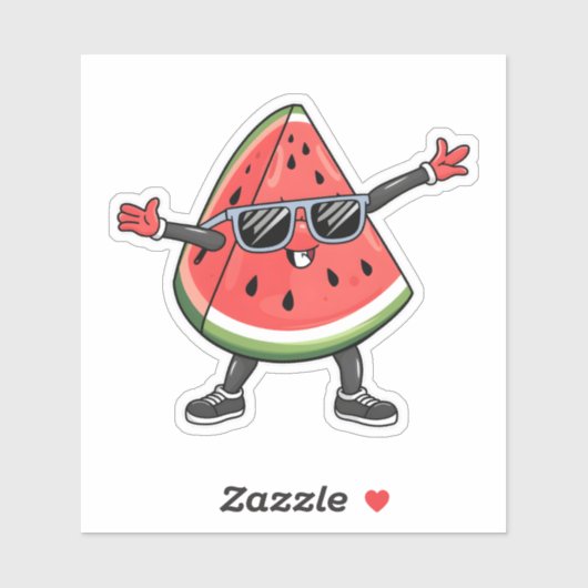 Grappige Kawaii Watermeloen Lachend met Zonnebril Sticker (Vel)