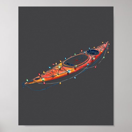 Grappige Kayak Kerst Grafische Verlichting Liefheb Poster (Voorkant)