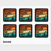 Grappige Kayak Lover Kayaking Retro River Kayaker Vierkante Sticker (Vel)