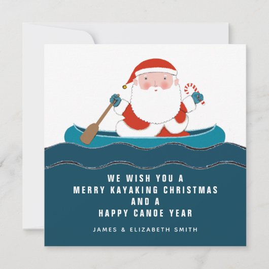 Grappige Kayaking Canoe Kerstkaarten Feestdagenkaart (Voorkant)