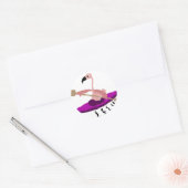 Grappige Kayaking Flamingo Ronde Sticker (Envelop)