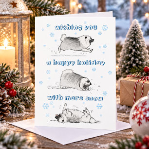 Grappige Keeshond Cartoon Hond   Sneeuw Kerstmis X Feestdagen Kaart