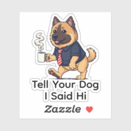Grappige Keeshond Honden Zakelijke Pak Koffie Sticker