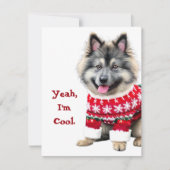 Grappige Keeshond in Kersttrui Feestdagenkaart (Voorkant)