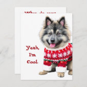 Grappige Keeshond in Kersttrui Feestdagenkaart (Voorkant / Achterkant)