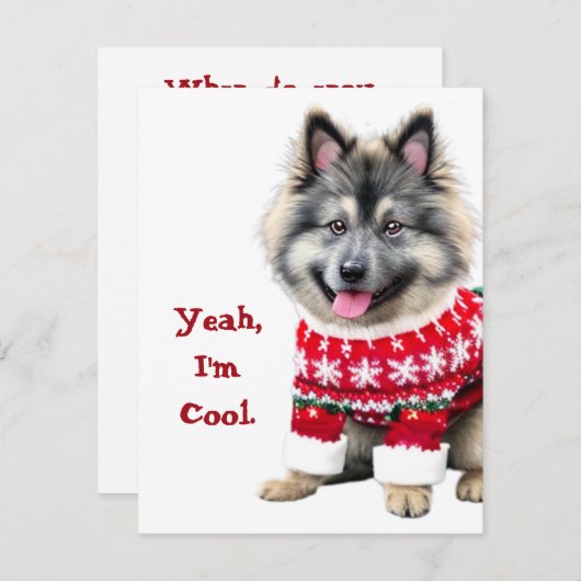 Grappige Keeshond in Kersttrui Feestdagenkaart (Voorkant / Achterkant)