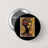 Grappige Kente Doek Hoofd Wrap Afro-Amerikaanse Vr Ronde Button 5,7 Cm (Voorkant /achterkant)