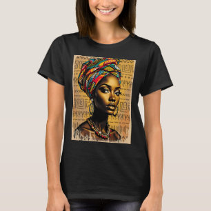 Grappige Kente Doek Hoofd Wrap Afro-Amerikaanse Vr T-shirt