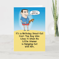 Grappige kerel met kleine Wiener verjaardag