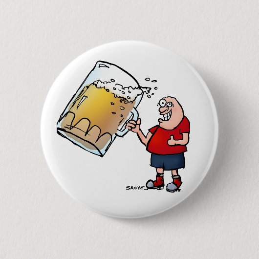Grappige Kerel Met Maar ÉÉN Grote Bier Ronde Button 5,7 Cm (Voorkant)