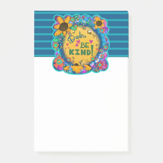 Grappige kerel wees vriendelijk bloemige vriendeli post-it® notes (Voorkant)
