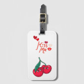 Grappige kersen in de liefde. bagagelabel (Voorkant (verticaal))
