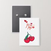 Grappige kersen in de liefde button (Voorkant / Achterkant)
