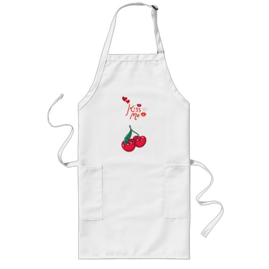 Grappige kersen in de liefde" Laat T-shirt Lang Schort (Voorkant)