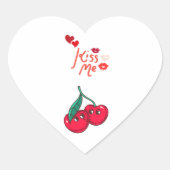 Grappige kersen in de liefde" Let Hart Sticker (Voorkant)