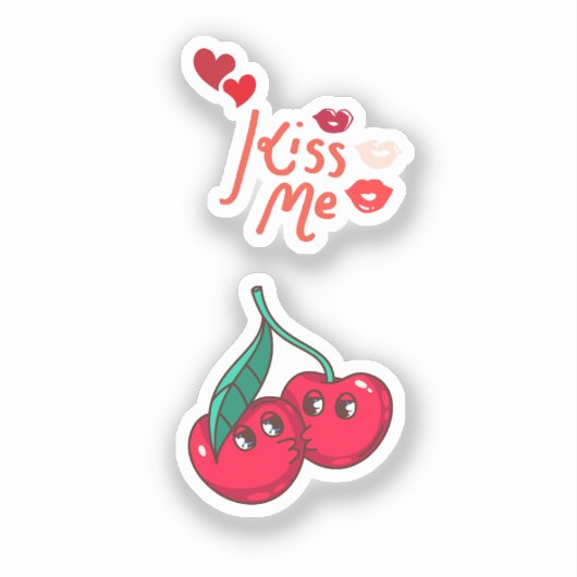 Grappige kersen in de liefde" Let Sticker (Voorkant)