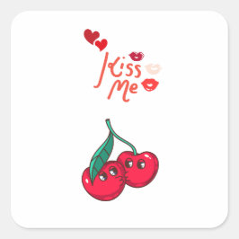 Grappige kersen in de liefde" Let Vierkante Sticker