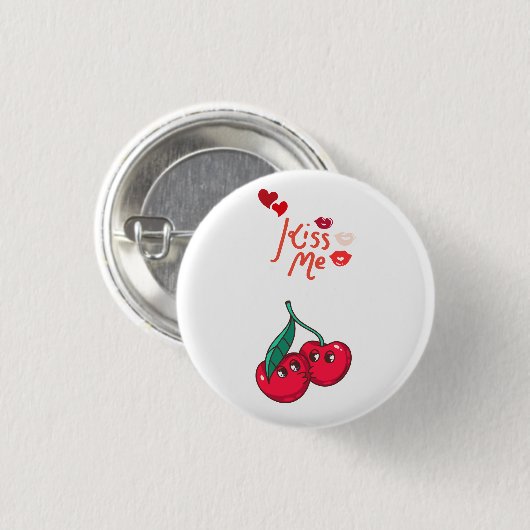 Grappige kersen in de liefde ronde button 3,2 cm (Voorkant /achterkant)