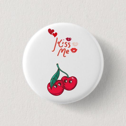 Grappige kersen in de liefde ronde button 3,2 cm (Voorkant)