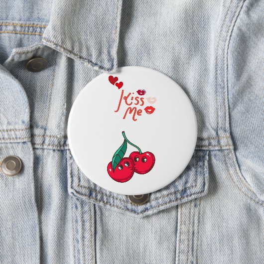 Grappige kersen in de liefde ronde button 4,0 cm (In situ)