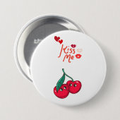 Grappige kersen in de liefde ronde button 7,6 cm (Voorkant /achterkant)