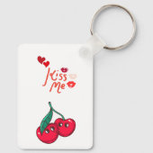 Grappige kersen in de liefde. sleutelhanger (Achterkant)