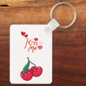 Grappige kersen in de liefde. sleutelhanger (Achterkant)
