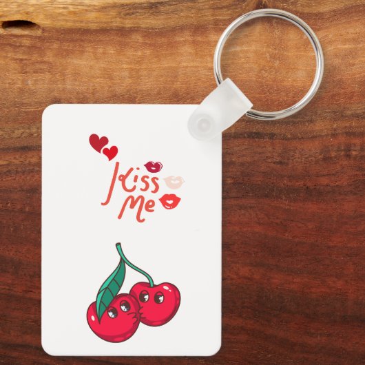 Grappige kersen in de liefde. sleutelhanger (Achterkant)