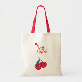 Grappige kersen in de liefde. tote bag