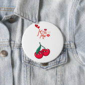 Grappige kersen verliefd ronde button 4,0 cm (In situ)