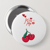 Grappige kersen verliefd ronde button 4,0 cm (Voorkant /achterkant)