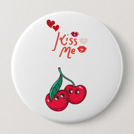Grappige kersen verliefd ronde button 4,0 cm