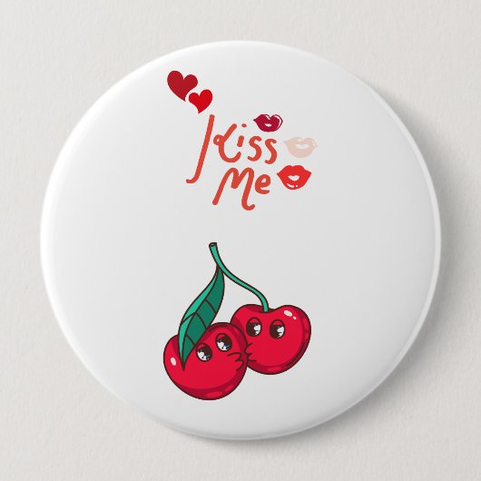 Grappige kersen verliefd ronde button 4,0 cm (Voorkant)