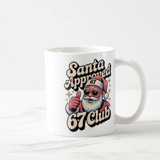 Grappige kerst 67 meme - Retro Kerstman goedgekeur Koffiemok (Rechts)