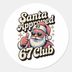 Grappige kerst 67 Meme - Retro Kerstman Goedgekeur Ronde Sticker