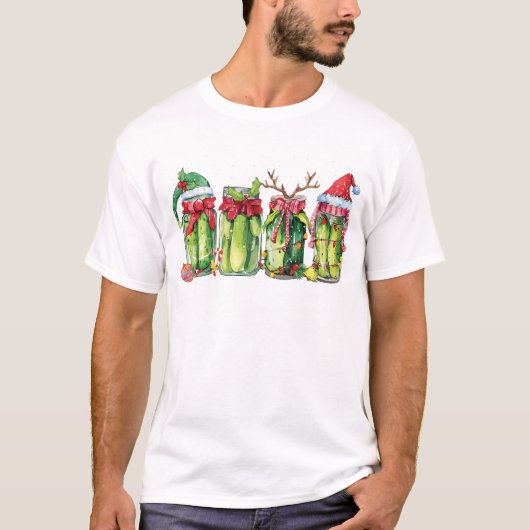 Grappige kerst augurk, retro ingeblikte augurken l t-shirt (Voorkant)
