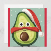 Grappige kerst avocado in Santa Hat en Sjaal Feestdagenkaart (Voorkant / Achterkant)