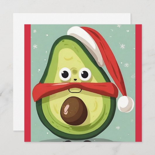 Grappige kerst avocado in Santa Hat en Sjaal Feestdagenkaart (Voorkant / Achterkant)