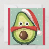 Grappige kerst avocado in Santa Hat en Sjaal Feestdagenkaart (Voorkant)
