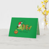 Grappige Kerst Baars Vissen Grappige Cartoon Kaart (Gele Bloem)